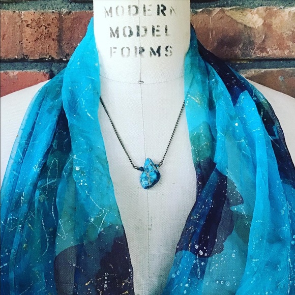 Handmade “Rock On” Aqua Blue Imperial Jasper Necklace by McGlamorous - Picture 6 of 9